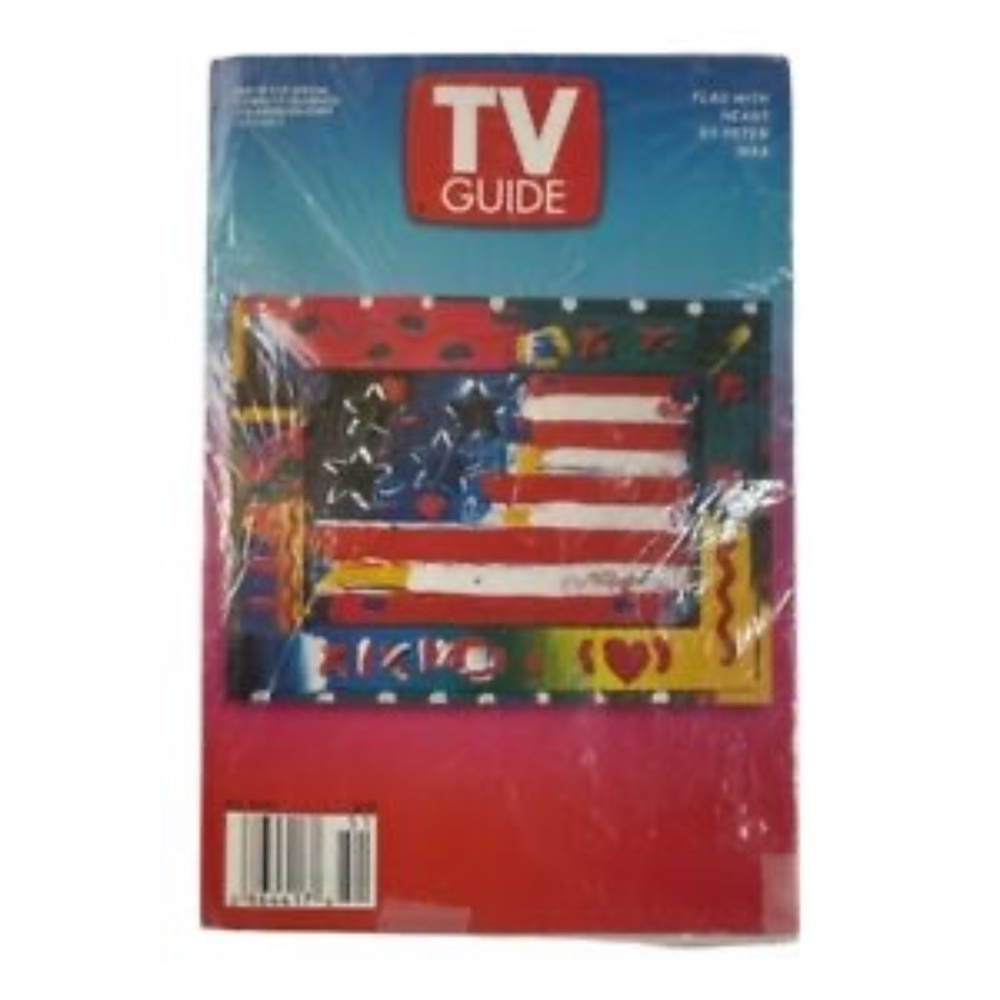 Vtg TV Guide Peter Max Flag W Heart Time Warner Cable Manhattan Edition Dec 2001